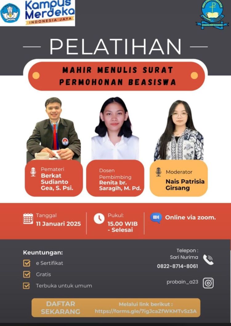 Prodi Pendidikan Bahasa Indonesia FKIP UHN Medan Laksanakan Pelatihan Penulisan Surat Permohonan Beasiswa