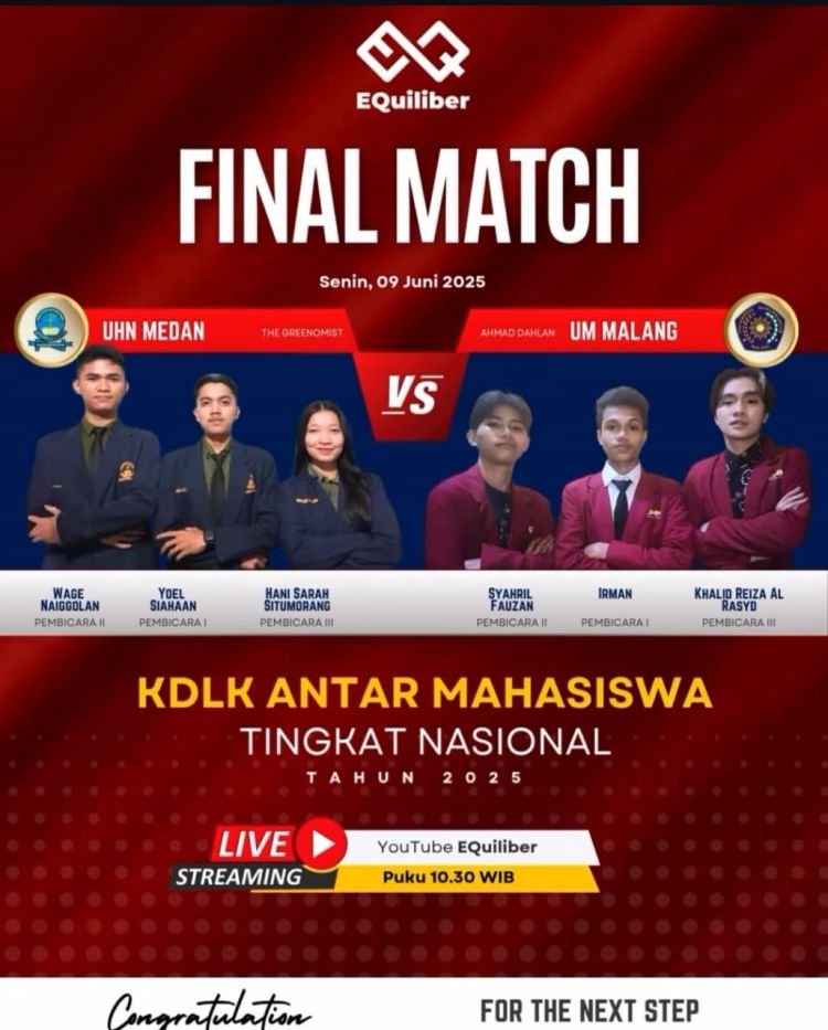 Sangat Berkelas, Kalahkan UI Mahasiswa Fakultas Hukum Nommensen Juara II Debat Nasional