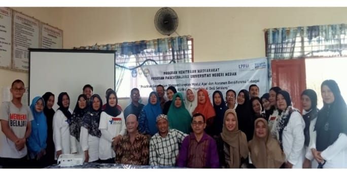 Unimed Laksanakan Pelatihan Guru dalam Mengembangkan Modul Ajar dan Asesmen Berdirensiasi Untuk Kab.Deli Serdang Dilaksanakan di SMPN 4 Percut Sei Tuan