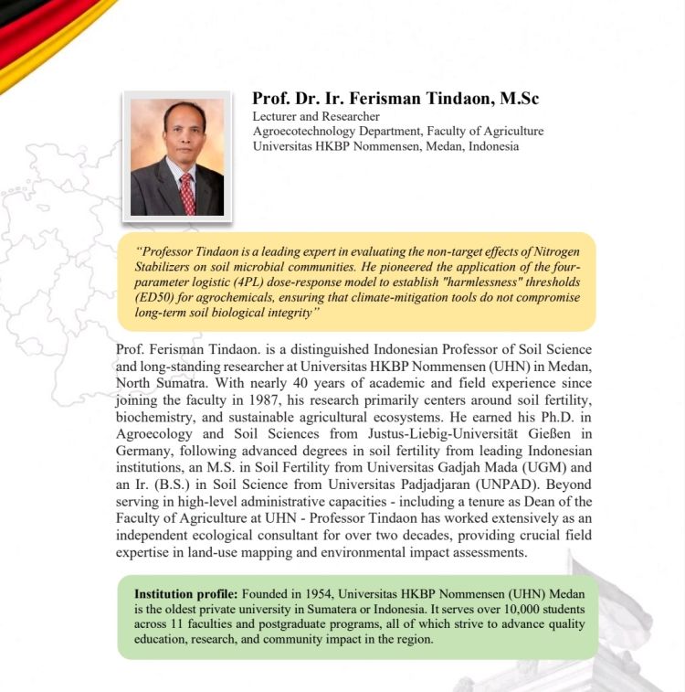 Guru Besar Fakultas Pertanian UHN Prof. Dr. Ferisman Tindaon Jadi Pemakalah di Konferensi Internasional Kerjasama PR-ITP USK dan DAAD Jerman